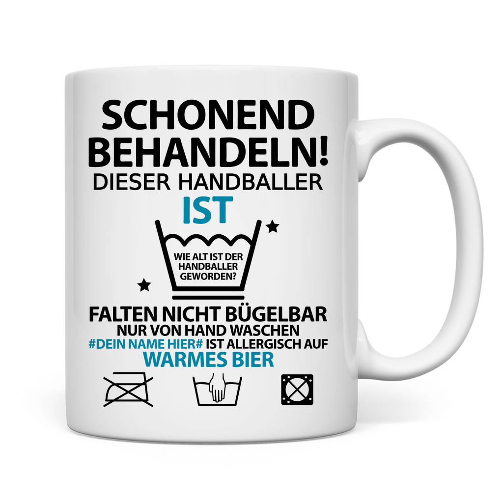 50. Geburtstag Lustige sprüche personalisiert mann handball Handballspieler Tasse
