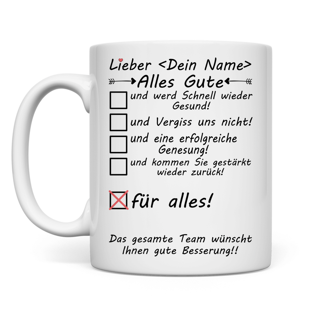Genesungswünsche Chef  | Genesung Geschenk Tasse Alles Gute