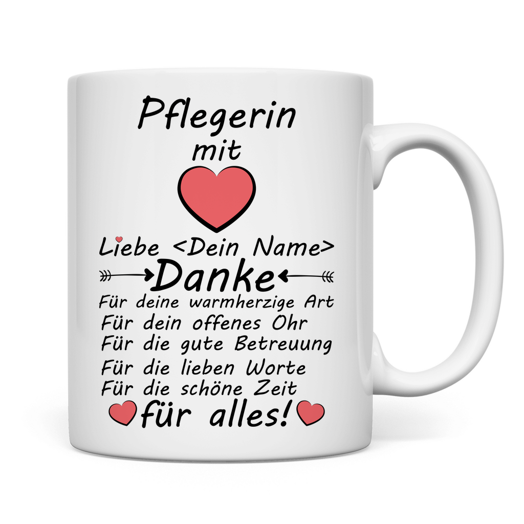 Pflegerin Abschiedsgeschenk | Danke  Tasse rückseite