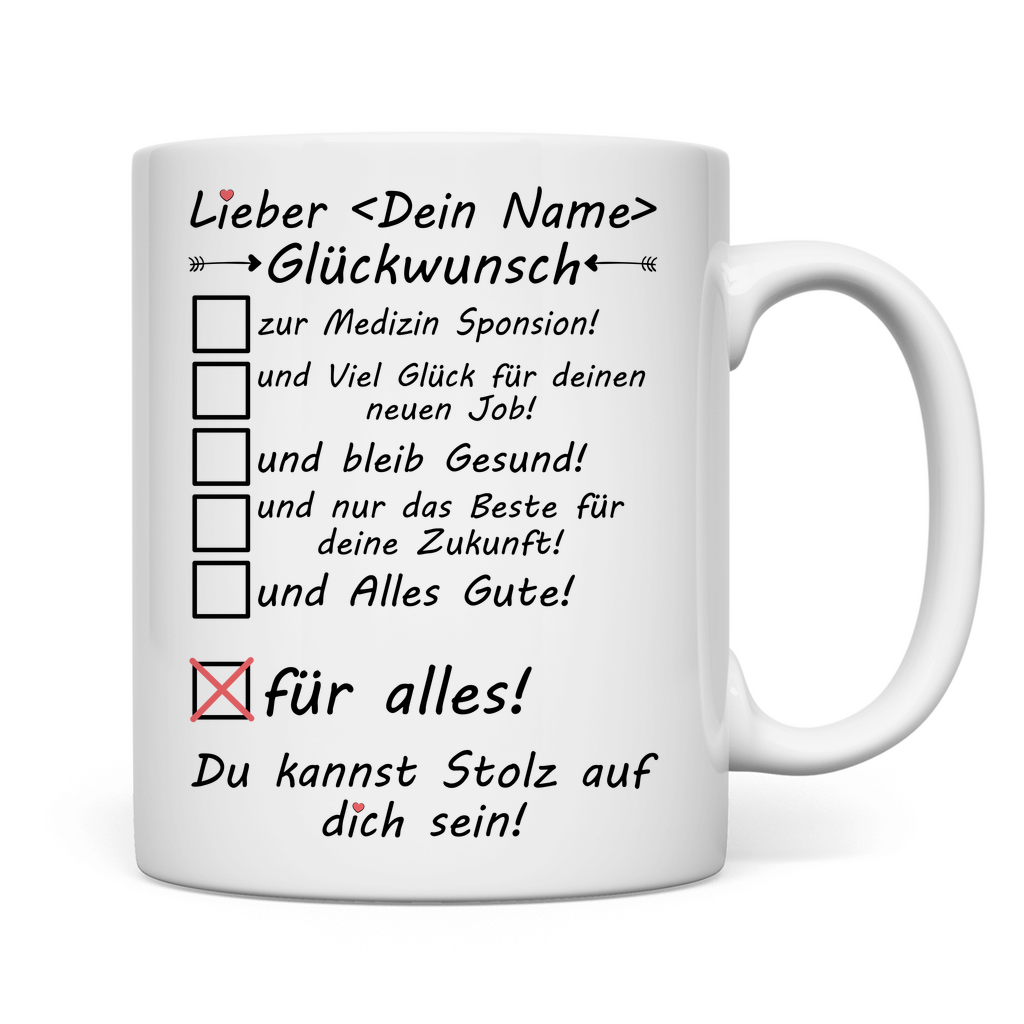 Medizin Sponsion | Geschenk | Tasse Glückwunsch Mann Tasse rückseite