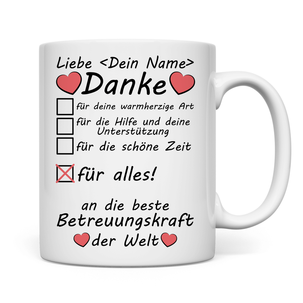 Beste Betreuungskraft | Tasse mit Namen  geschenk
