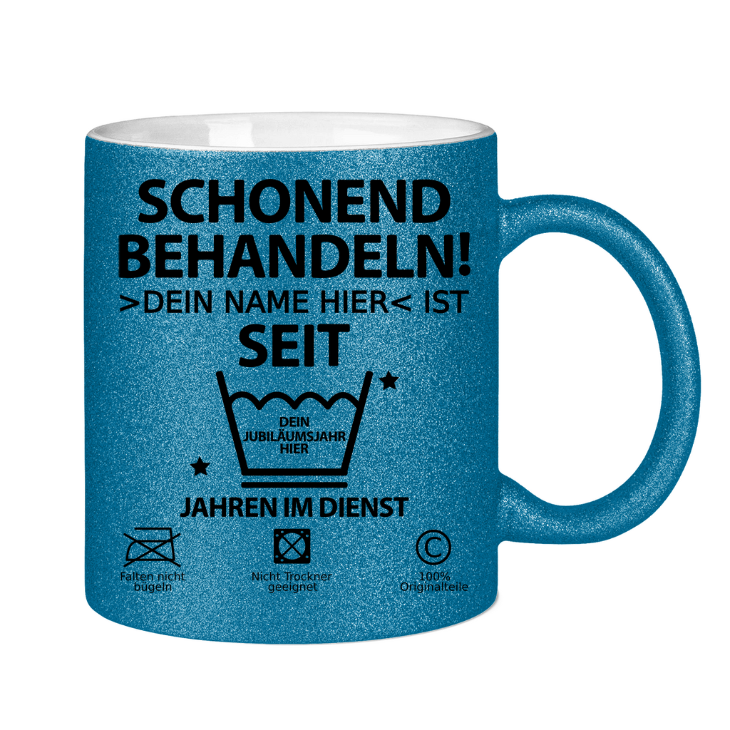 Jubiläum Arbeit Dienstjubiläum Glitzer Tasse Blau