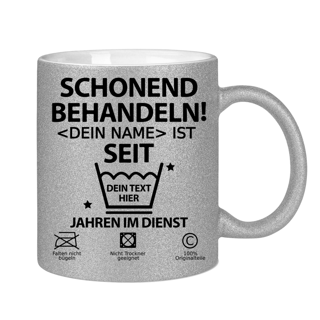 25 Jahre Jubiläum Mitarbeiterin - Glitzer Tasse Personalisiert - Geschenk zum Arbeitsjubiläum