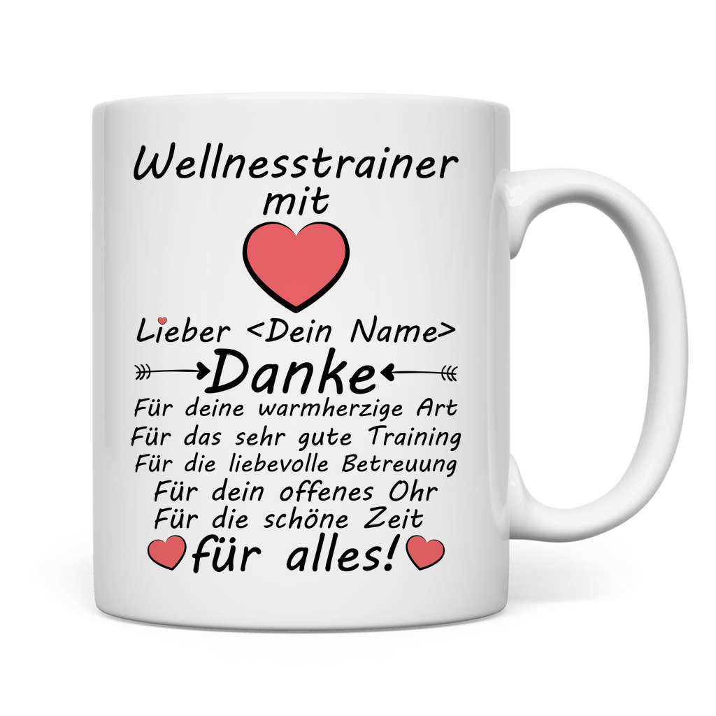 Danke sagen an Wellness Trainer | Geschenk Tasse rückseite