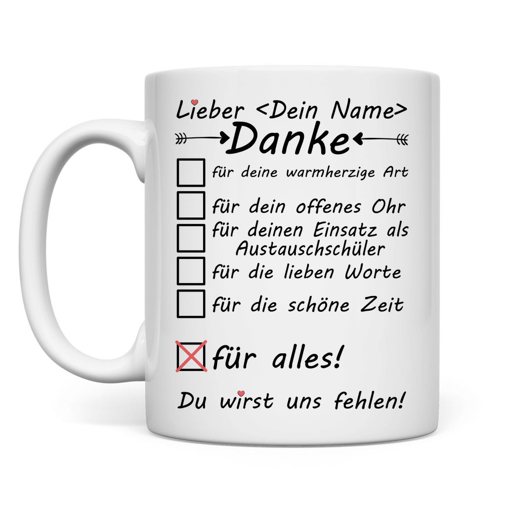 Austauschschüler Abschiedsgeschenk | Tasse 