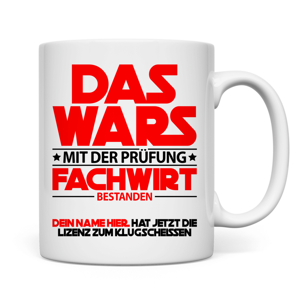 Fachwirt Prüfung bestanden | Geschenk Mann Tasse rückseite