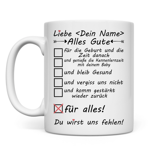 Kollegin geht in Mutterschutz | Wünsche Geschenk  tasse