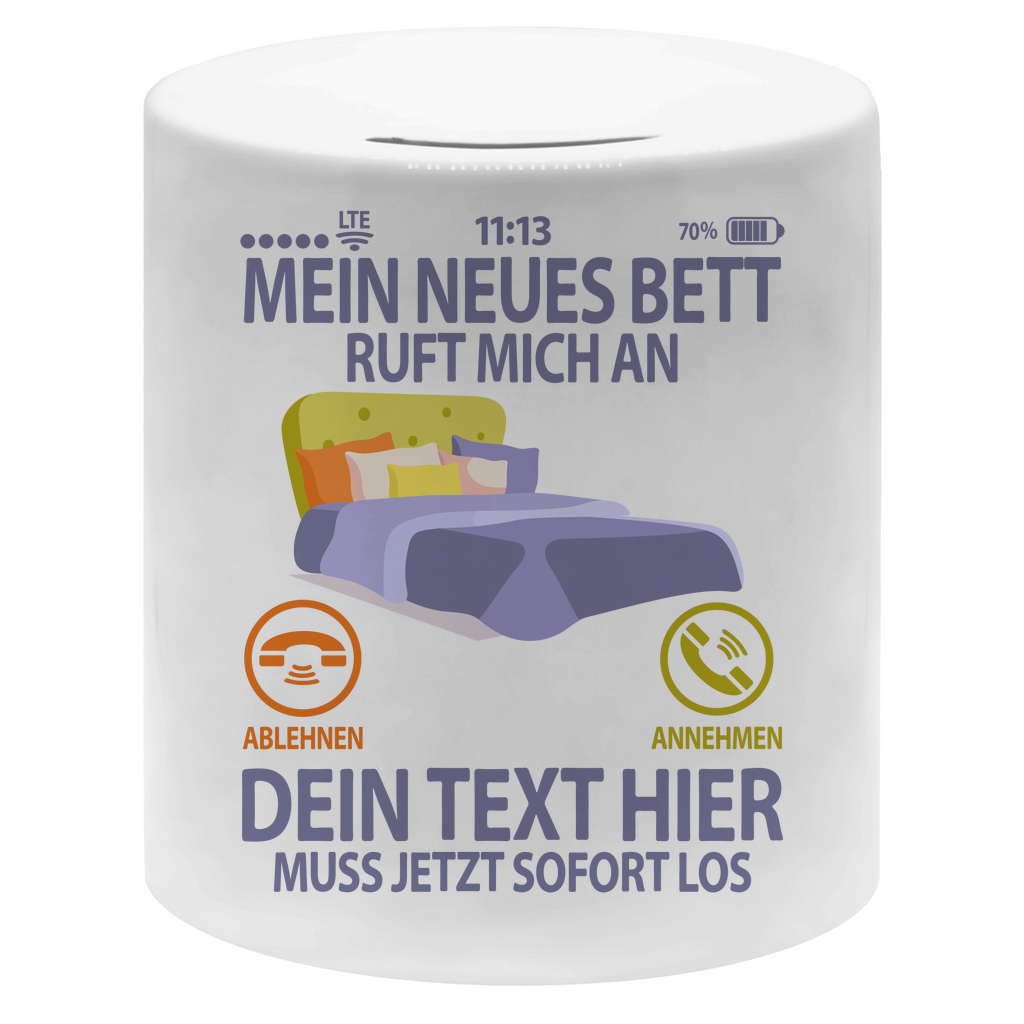 Neues Bett sparen | Geldgeschenk | Spardose mit Wunschnamen