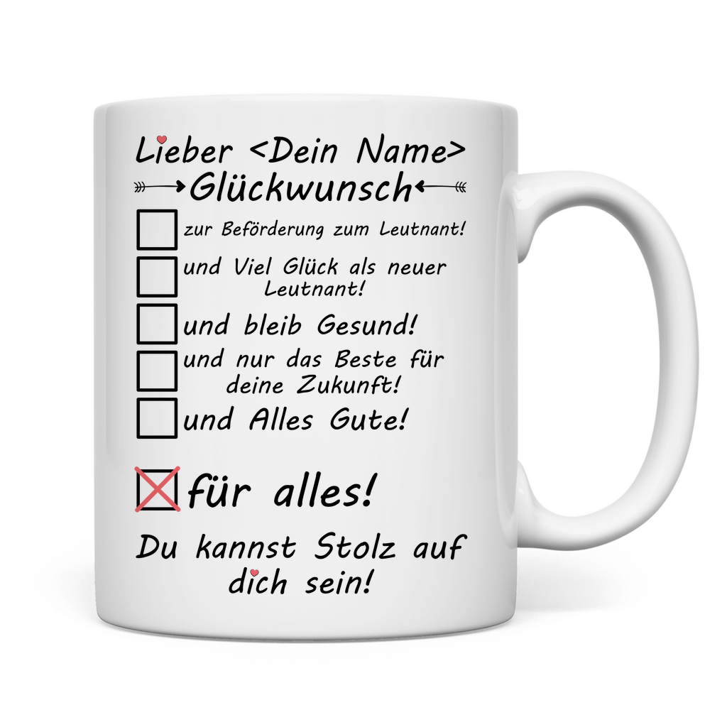  Beförderung zum Leutnant | Geschenk Tasse peronsalisiert