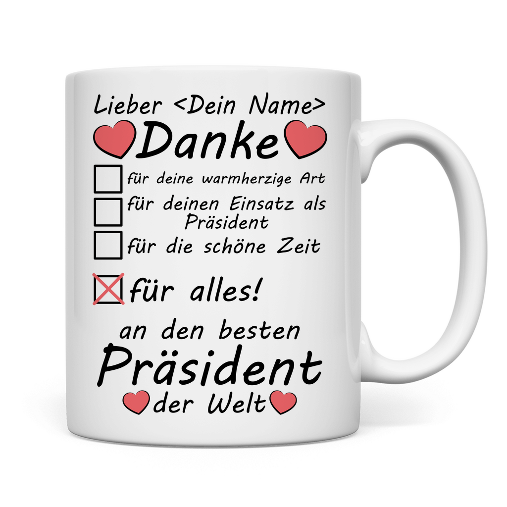Danke an Präsident | Verabschiedung Geschenk Tasse rückseite