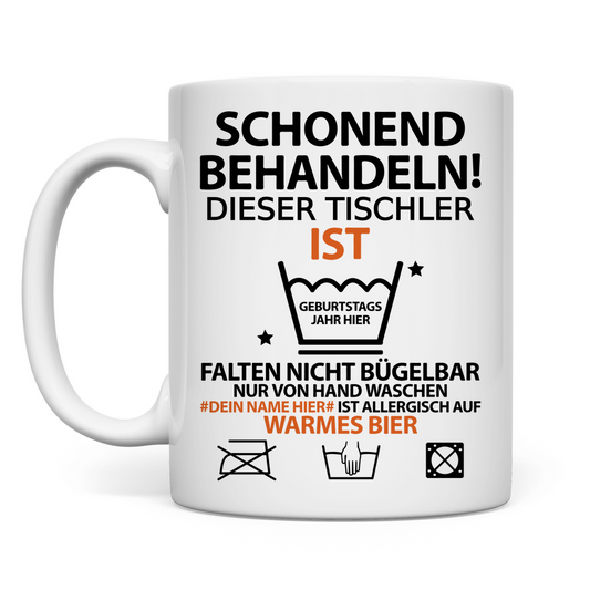 60. Geburtstag Tischler - Lustige Sprüche Tasse - Geburtstagsgeschenk für Mann - Personalisiert