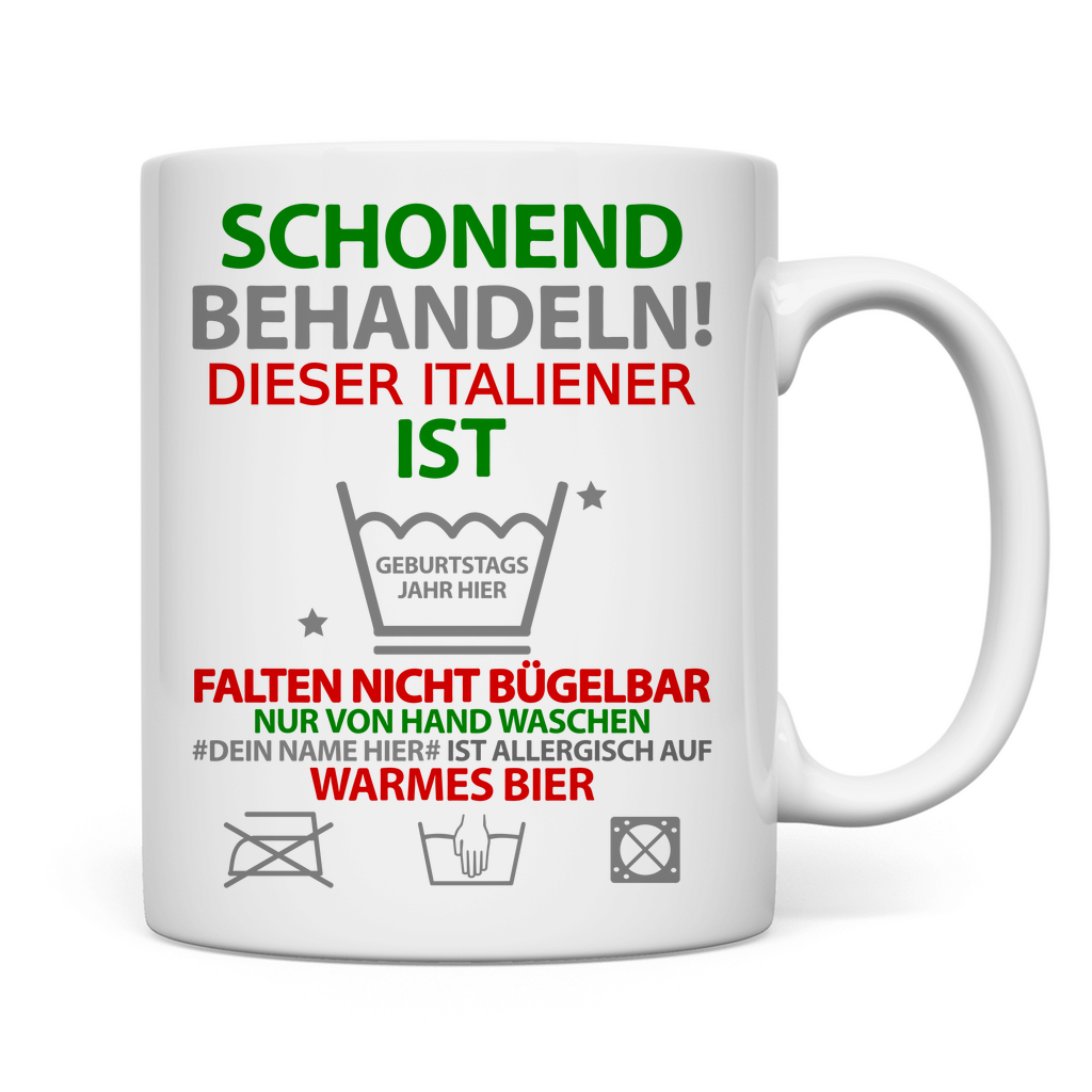 60 Geburtstag Mann Italien - Tasse mit lustigen Spruch - Italiener Geburtstagsgeschenk - Personalisiert