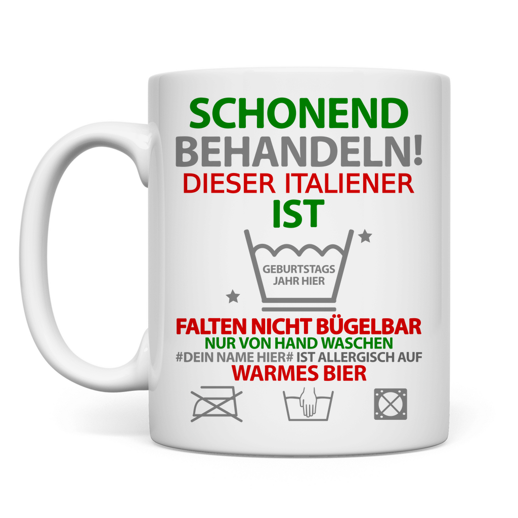 60 Geburtstag Mann Italien - Tasse mit lustigen Spruch - Italiener Geburtstagsgeschenk - Personalisiert