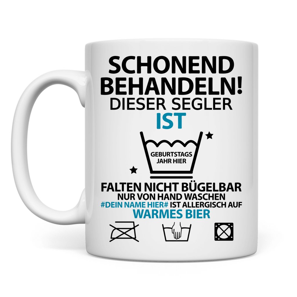 60 Geburtstag Mann Segeln - lustige Sprüche Tasse - Segler Geburtstagsgeschenk - Personalisiert