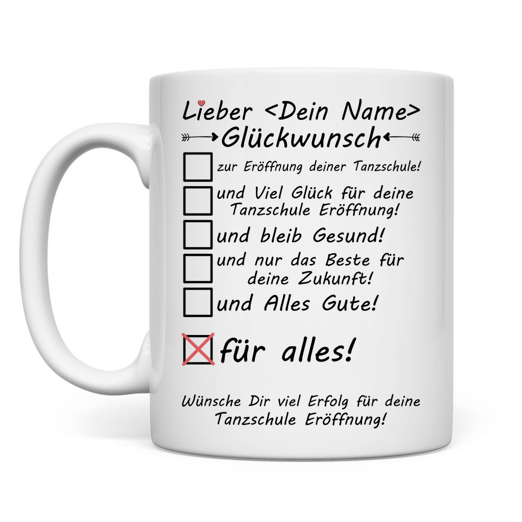 Tanzschule Eröffnung | Geschenk Mann Tasse Glückwunsch