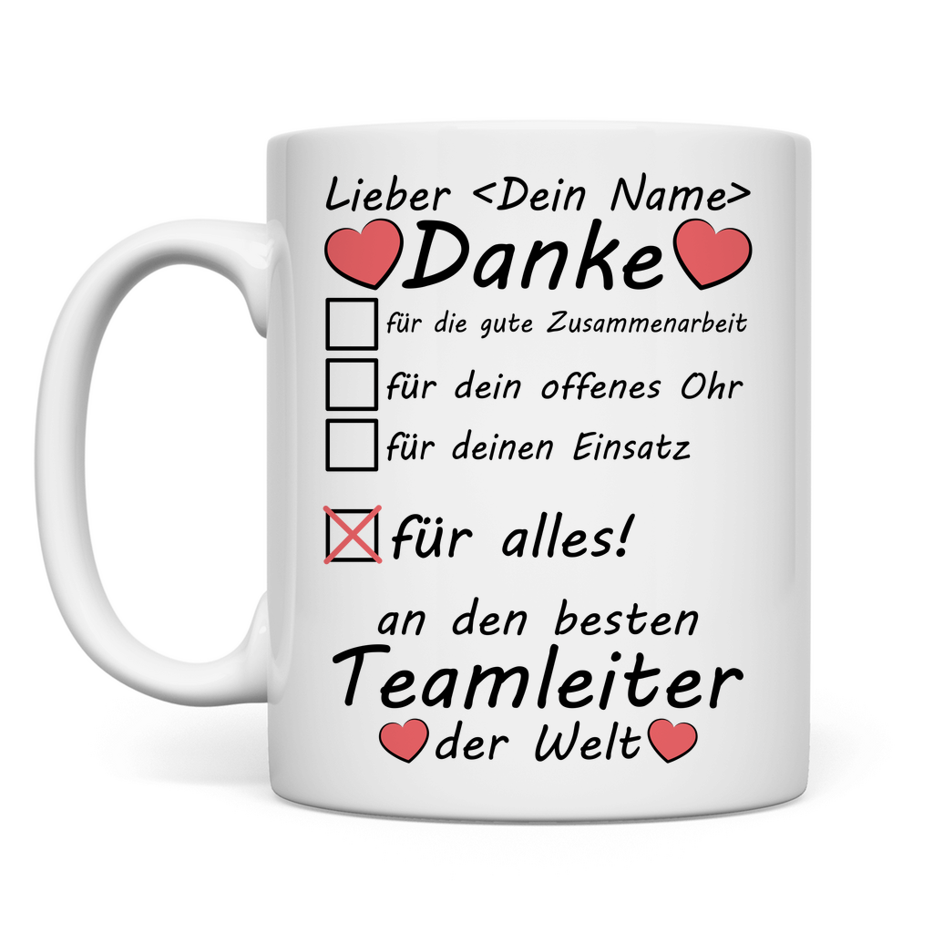 Abschiedsgeschenk für besten Teamleiter  Tasse