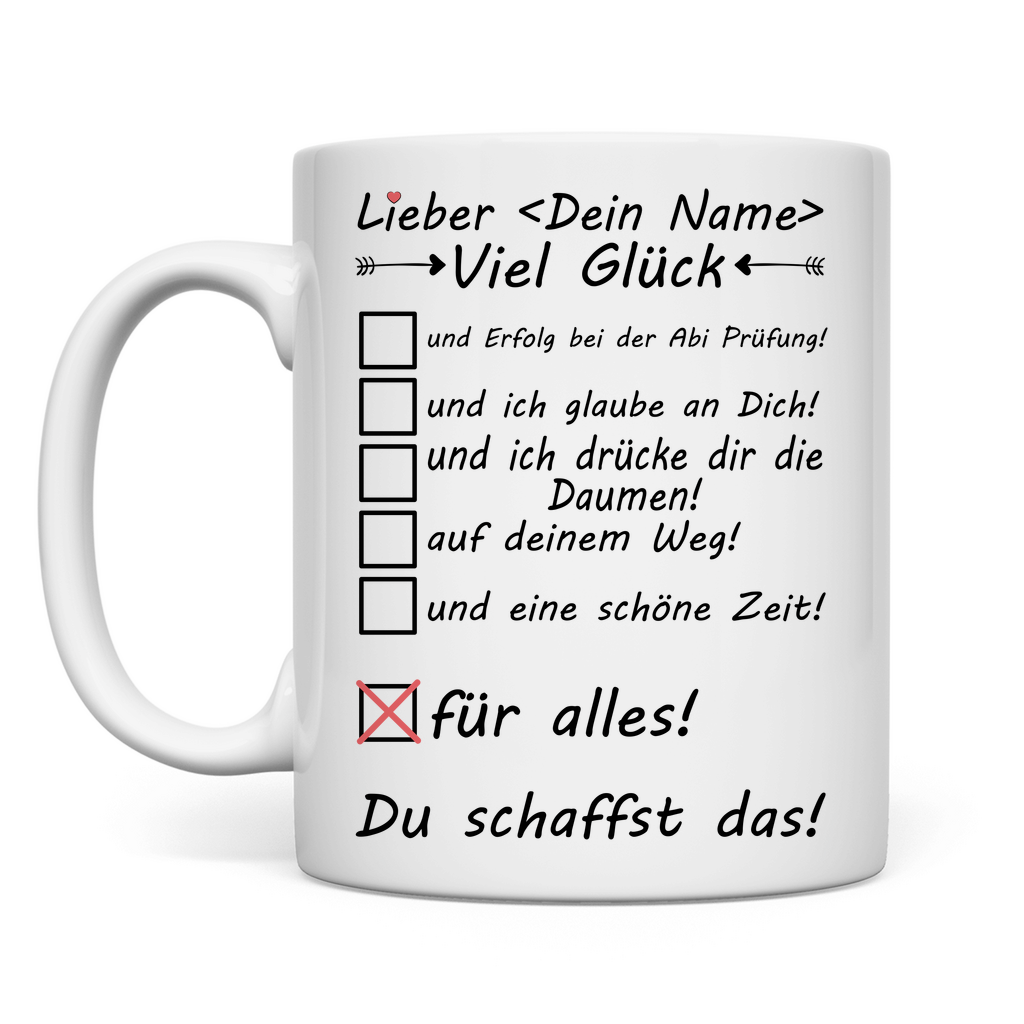 Viel Glück beim Abi | Prüfung | Tasse Geschenk Mann