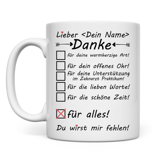 Praktikum beim Zahnarzt | Zahnarztpraxis | Geschenk Betreuer Tasse