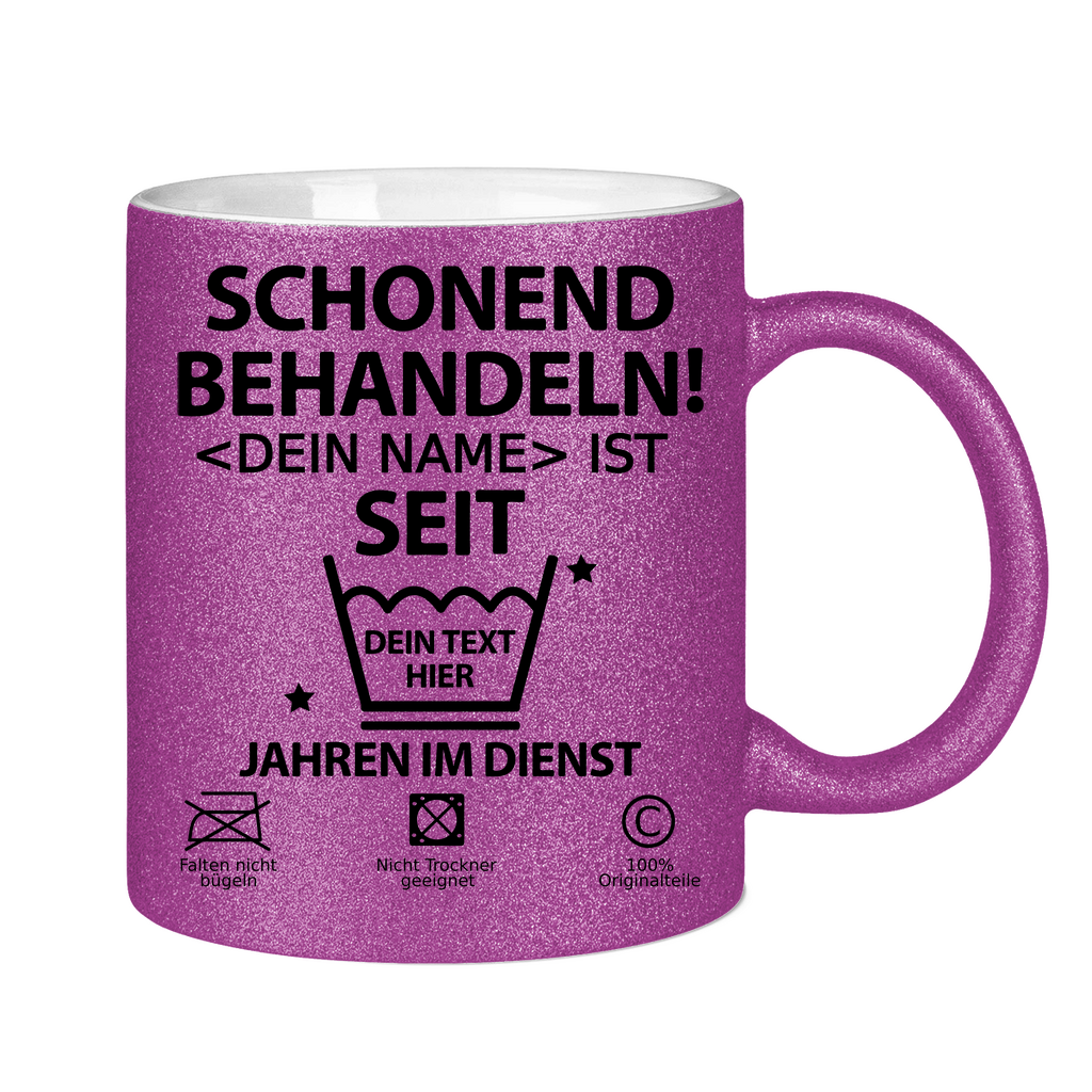 25 Jahre Jubiläum Mitarbeiterin - Glitzer Tasse Personalisiert - Geschenk zum Arbeitsjubiläum