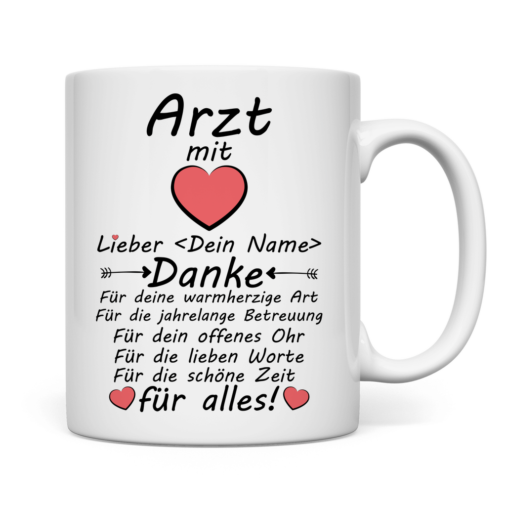 Danke für die jahrelange Betreuung | Arzt Tasse  Geschenk rückseite