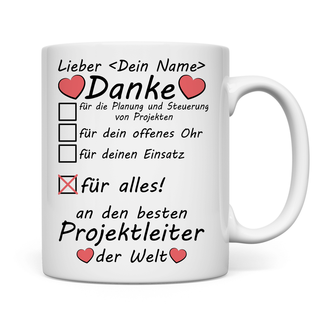 Projektleiter | Danke an | Abschied Geschenk  Tasse rückseite