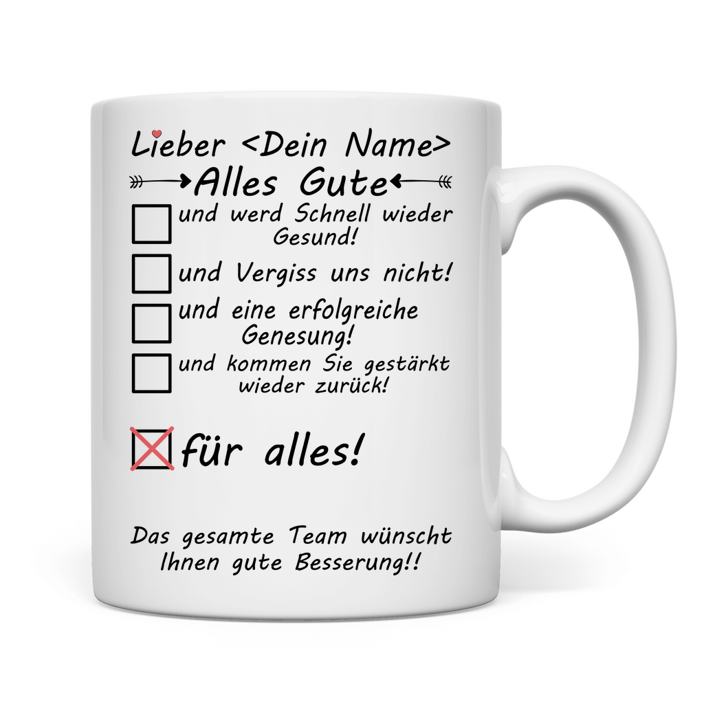Genesungswünsche Chef  | Genesung Geschenk Tasse Alles Gute rückseite