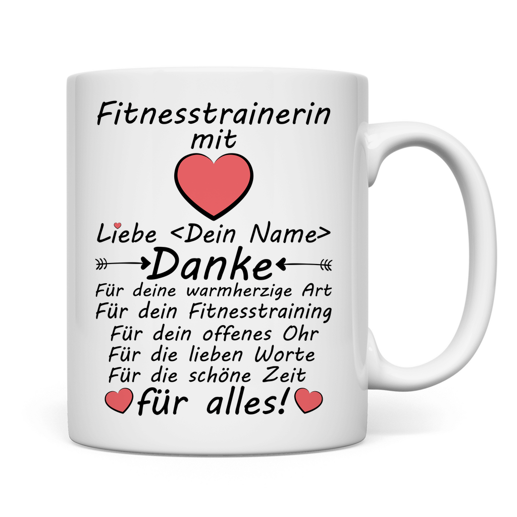 Danke an Fitnesstrainerin | Geschenk Tasse rückseite