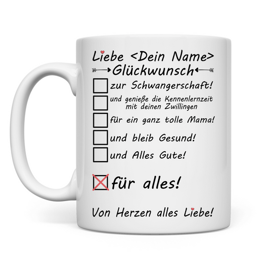 Glückwunsch zur Geburt | von Zwillingen Geschenk Tasse