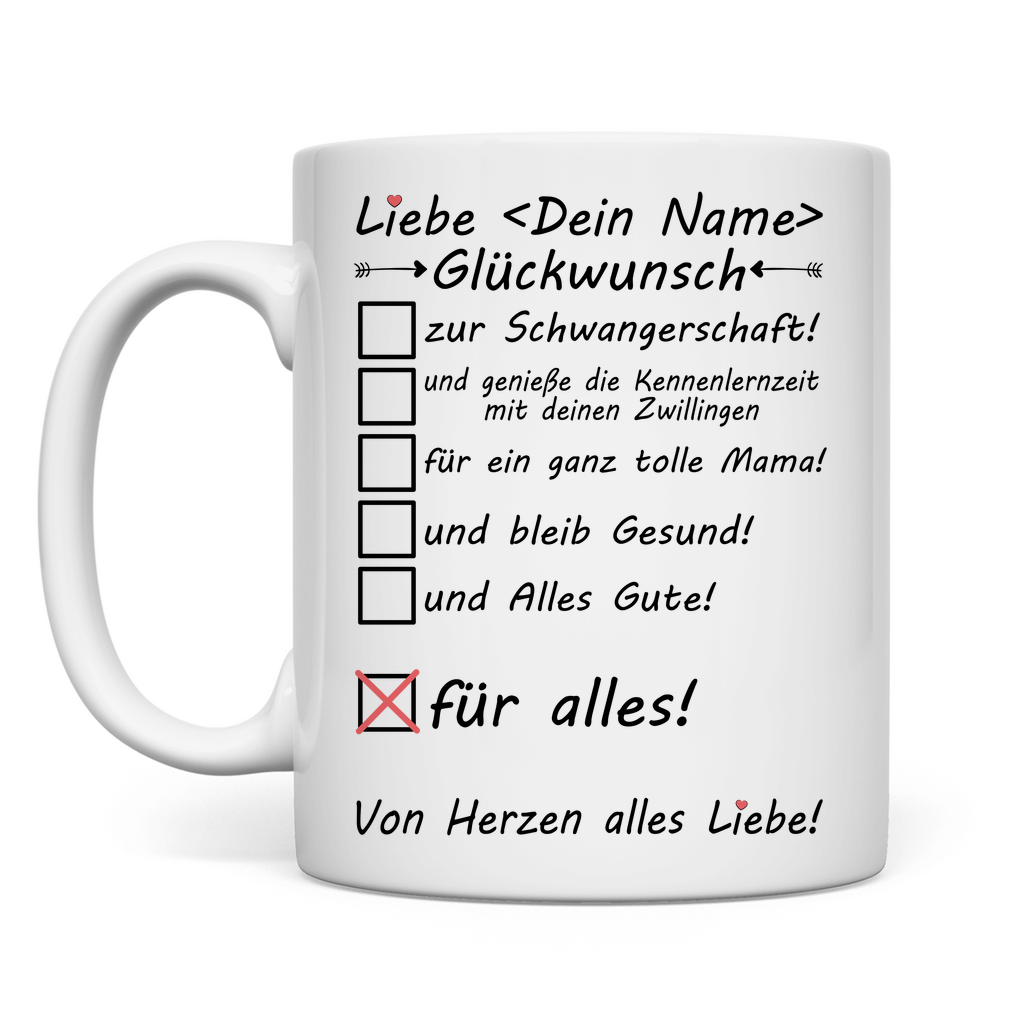 Glückwunsch zur Geburt | von Zwillingen Geschenk Tasse
