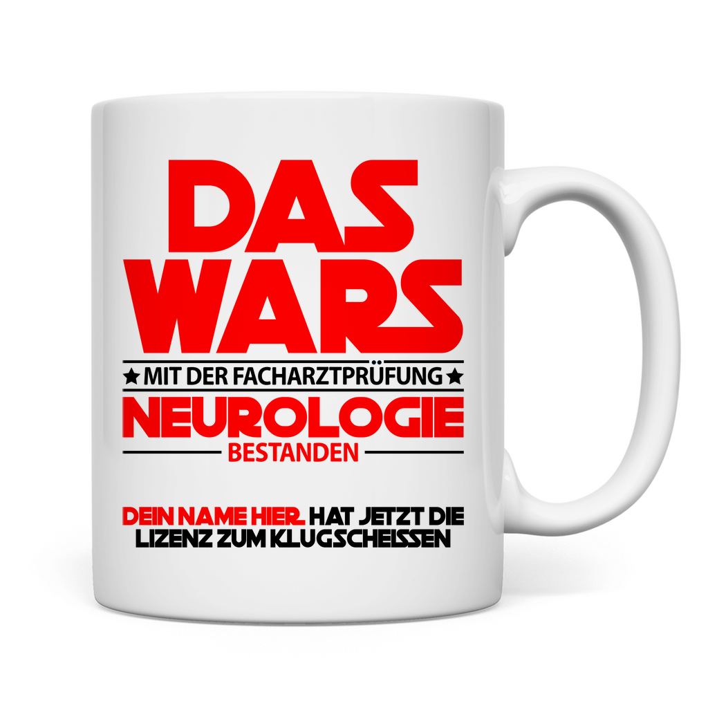 Facharztprüfung für Neurologie bestanden | Tasse  Geschenk Rot rückseite