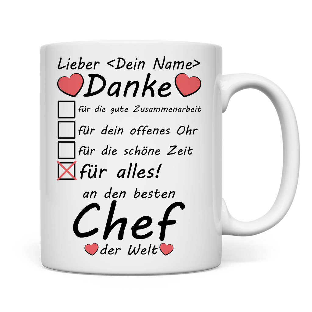 Dank an Chef | Gute Zusammenarbeit | Tasse Geschenk rückseite