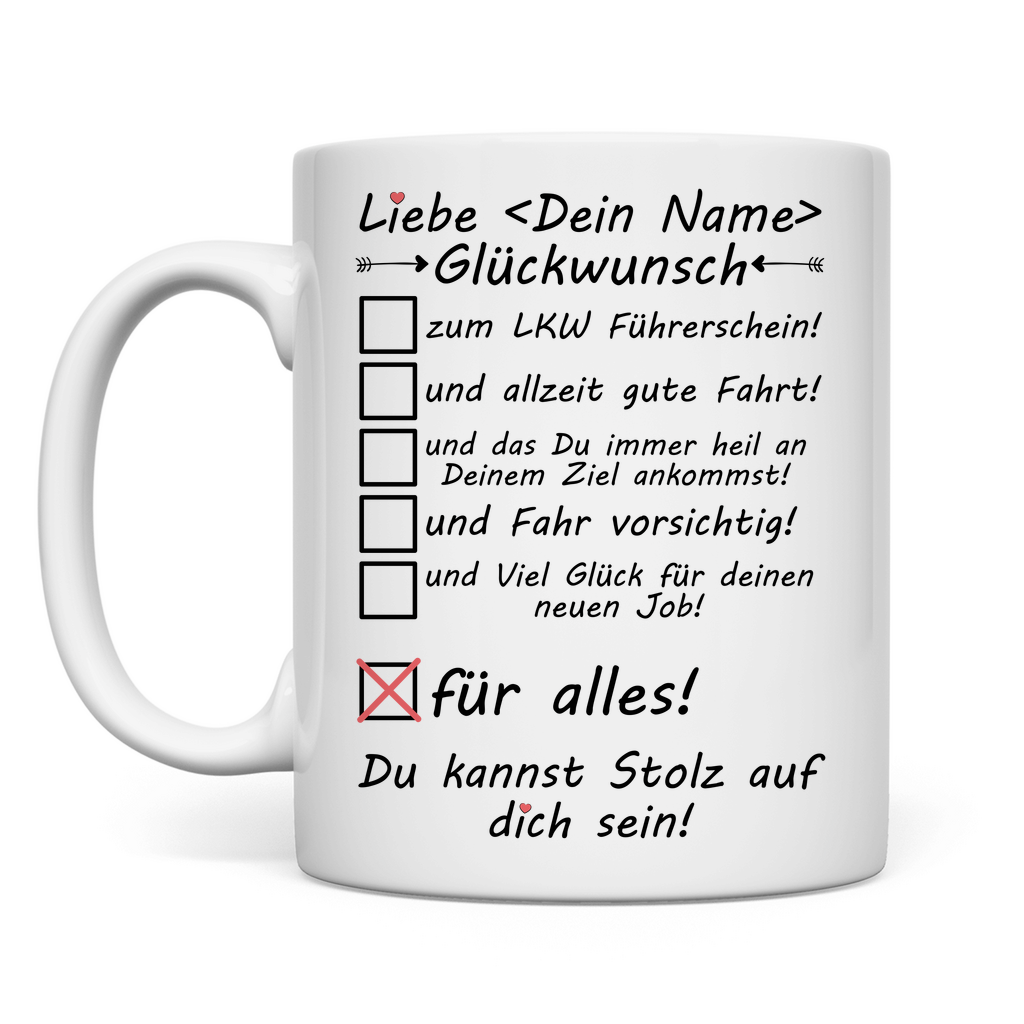 Bestandenen LKW Führerschein | Glückwunsch Geschenk Tasse