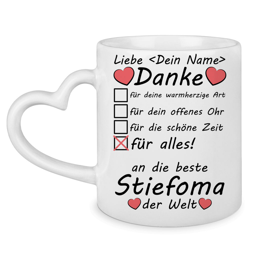 Stiefoma Danke | Beste Geschenk Tasse mit Herz