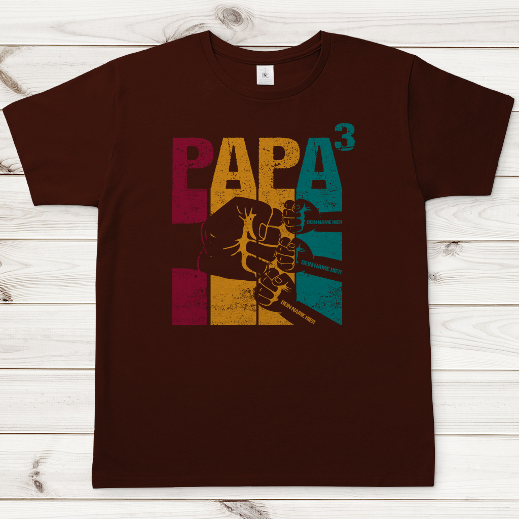 Papa von 3 Kindern | Faust T-Shirt mit Namen