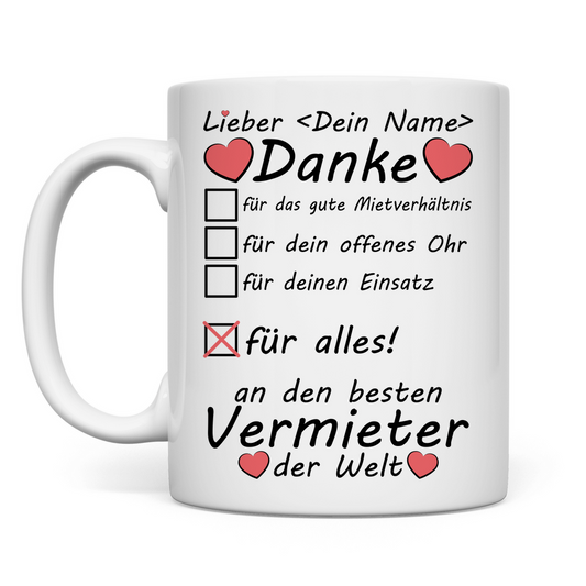 Vermieter Abschiedsgeschenk beim Auszug  Tasse