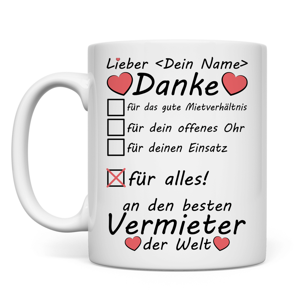 Vermieter Abschiedsgeschenk beim Auszug  Tasse