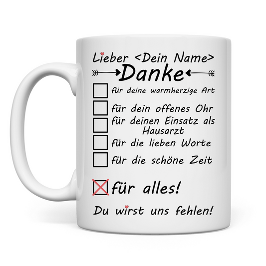 Abschiedsgeschenk vom Hausarzt | Ruhestand Tasse