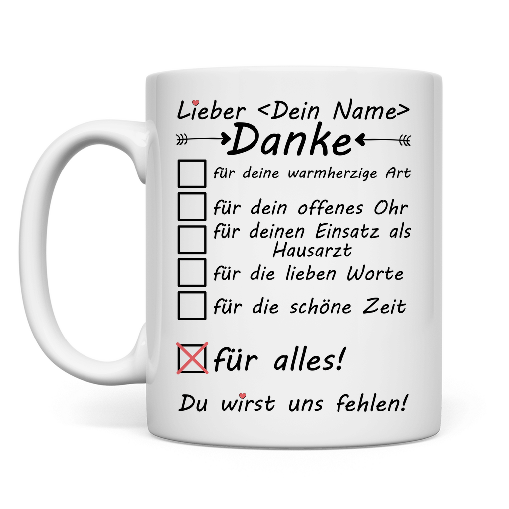 Abschiedsgeschenk vom Hausarzt | Ruhestand Tasse