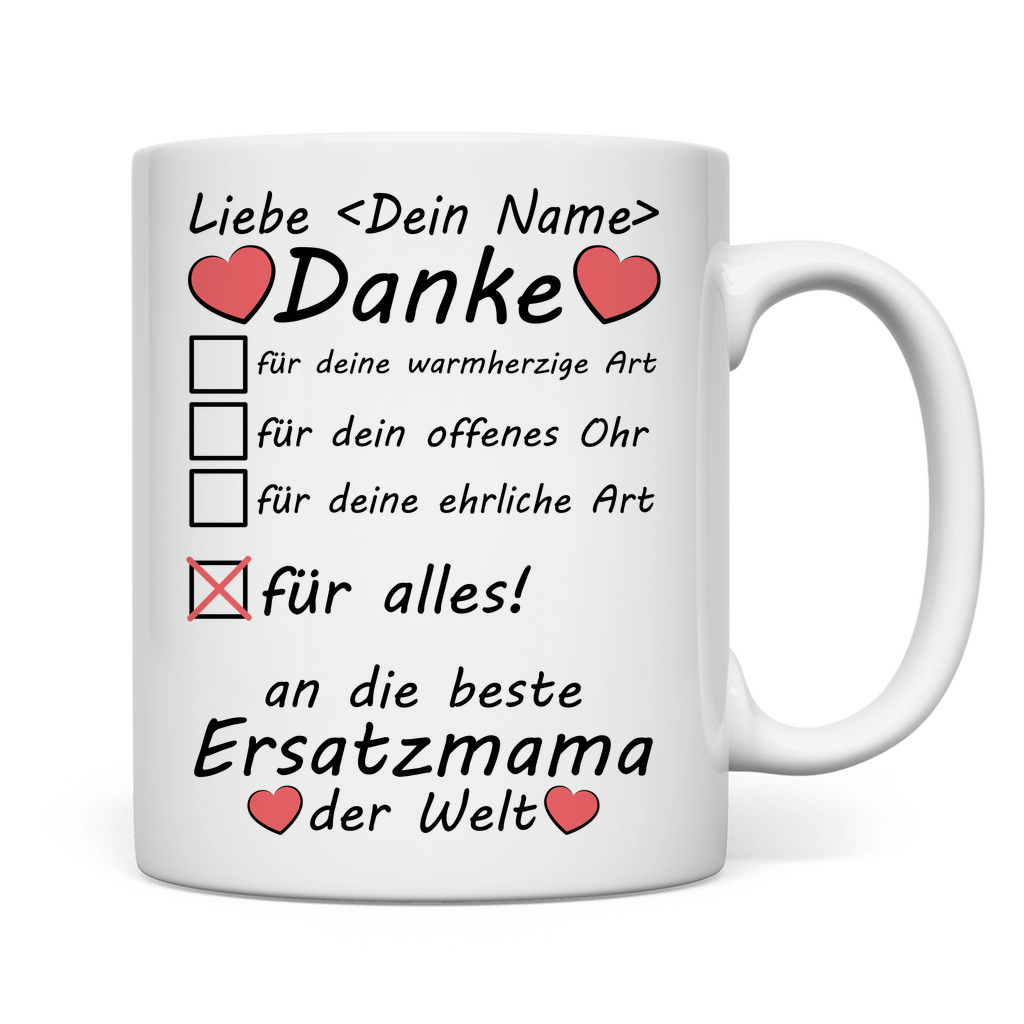 Ersatzmama | Danke | Muttertag Geschenk Beste Tasse rückseite