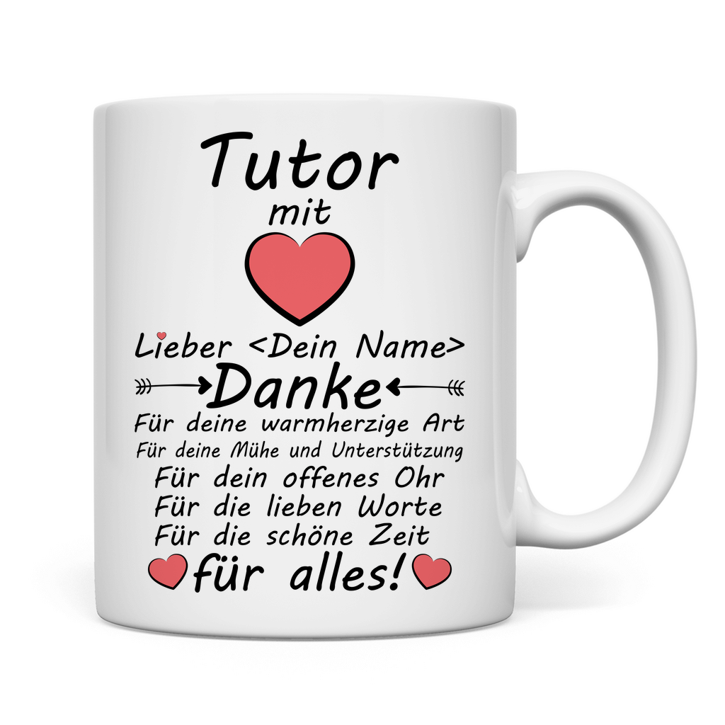 Abschiedsgeschenk für Tutor  Tasse Geschenk Danke rückseite