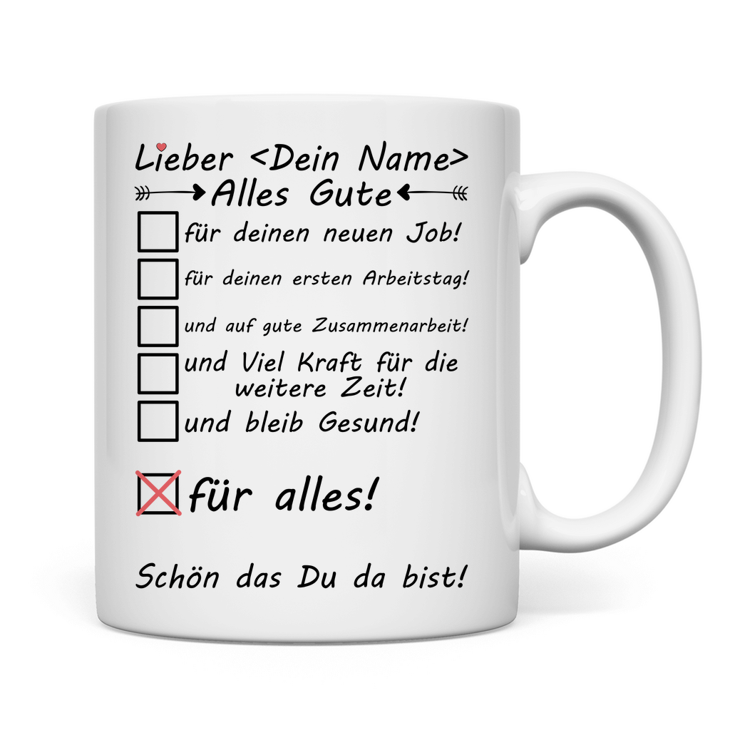 Erster Arbeitstag | Tasse Geschenk Kollege rückseite