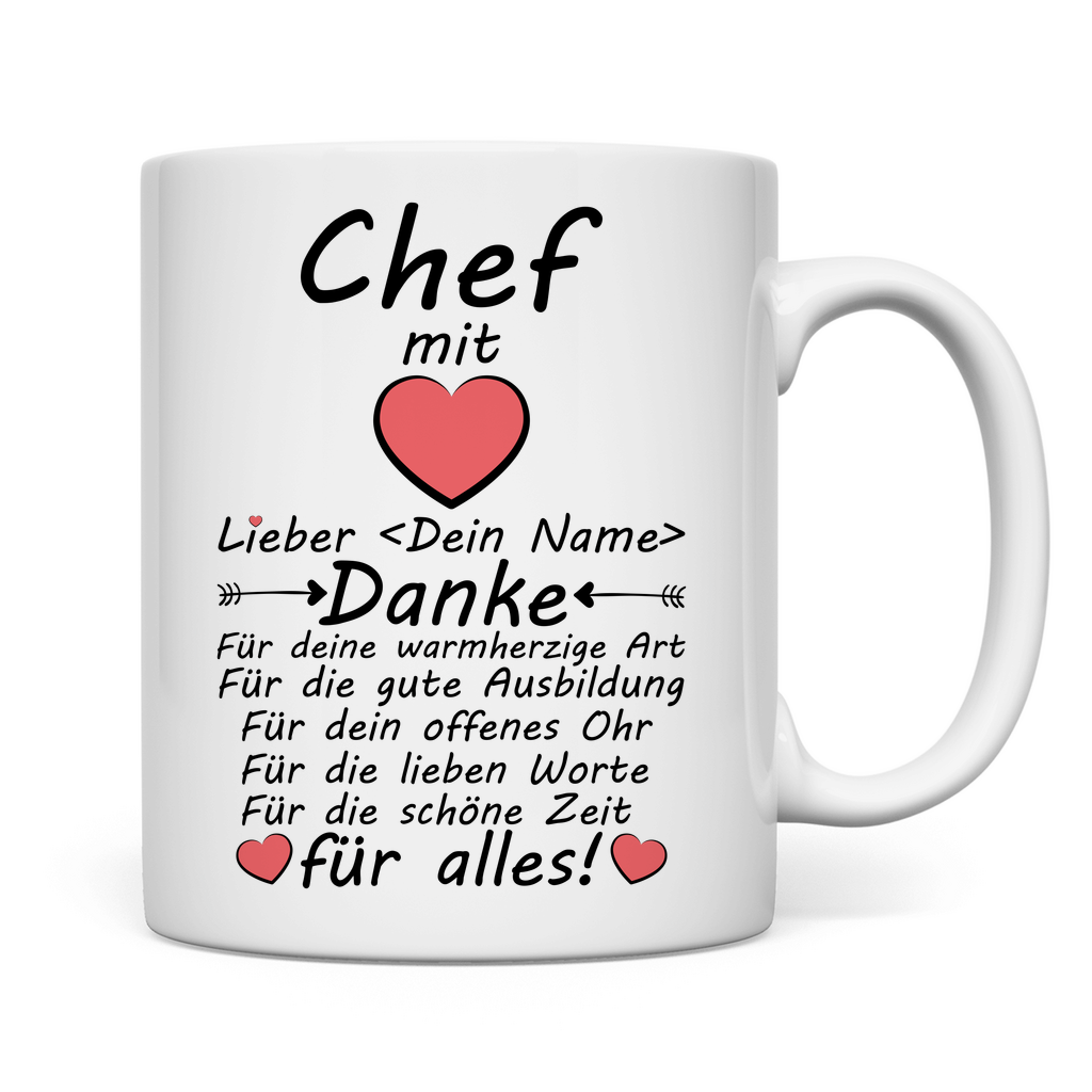 zum Ende der Ausbildung | Dankeschön Chef | Tasse Geschenk rückseite