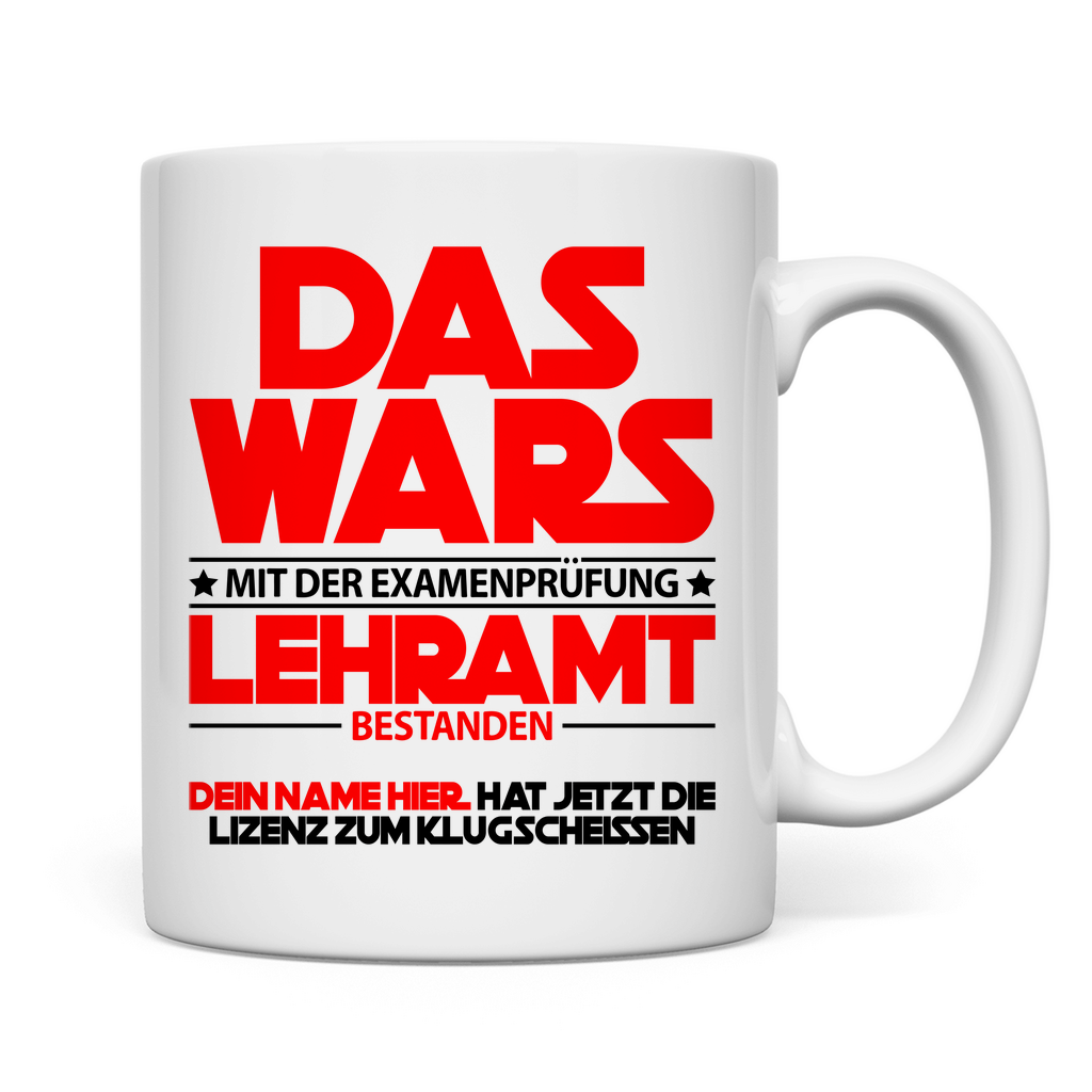 Bestandenen Examen Lehrer | Geschenk Tasse rückseite