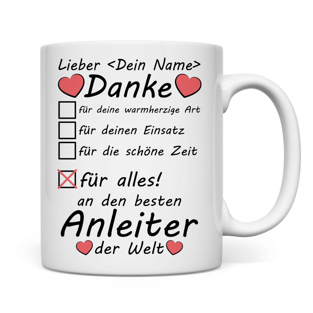 Abschiedsgeschenk für Anleiter | Tasse Rückseite