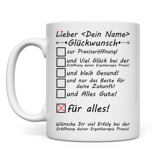 Ergotherapie Praxiseröffnung | Geschenk | Tasse Mann Glückwunsch