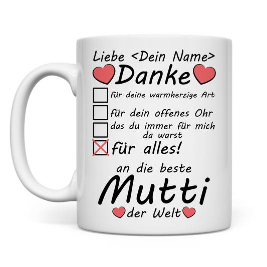 Danke beste Mutti | Muttertag Geschenk Tasse der Welt