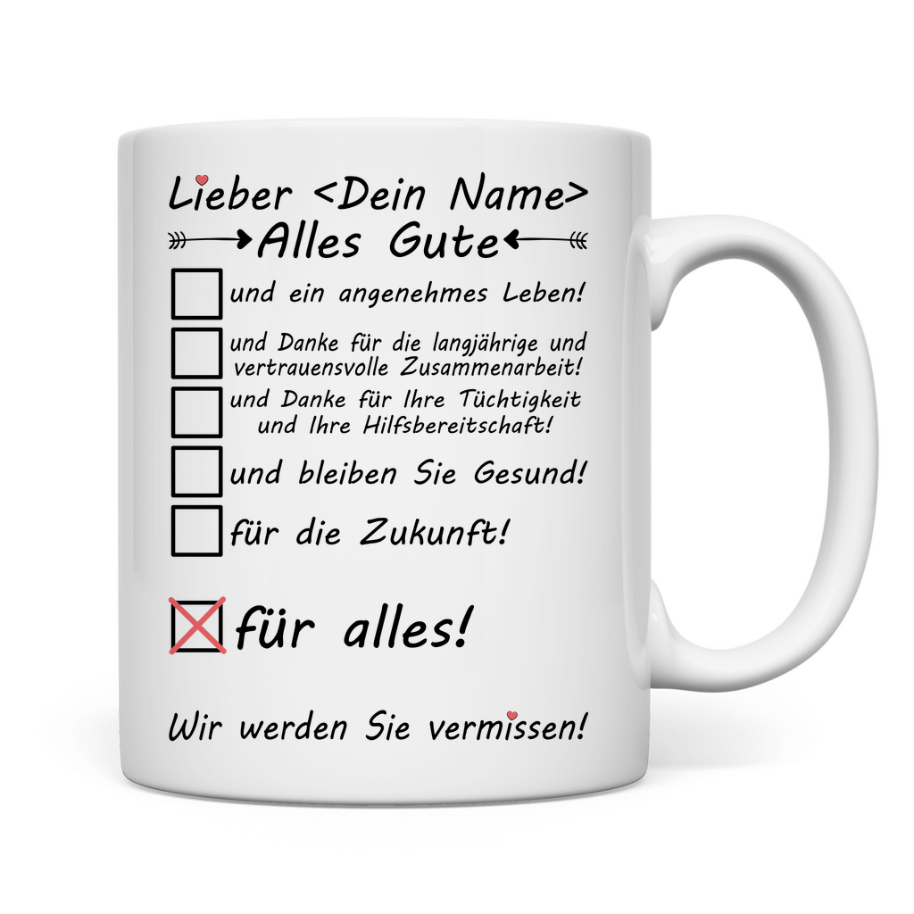 Chef | Alles Gute Wünschen | Zukunft | Tasse Geschenk rückseite