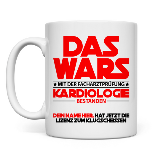 Facharztprüfung Kardiologie bestanden | Tasse Geschenk Rot