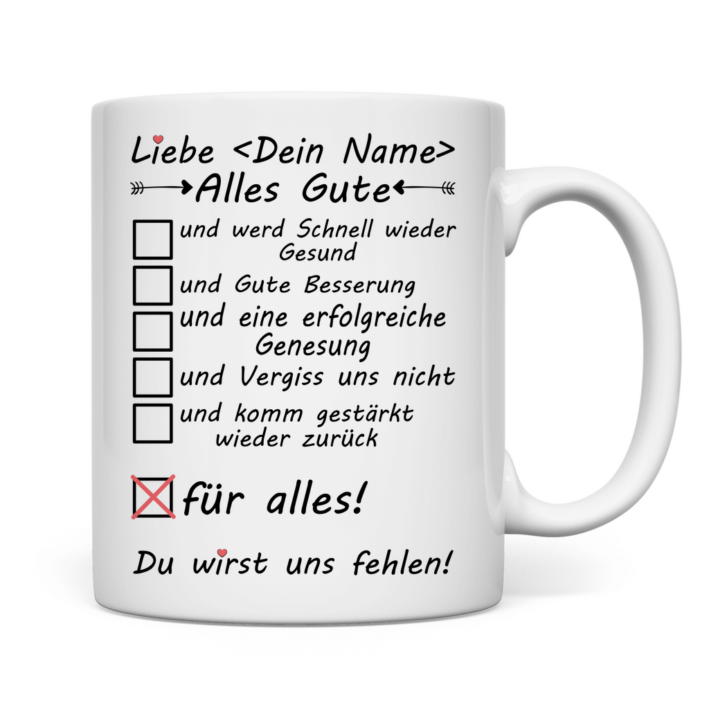 Genesung Wünsche für Kollegin | Geschenk Tasse rückseite