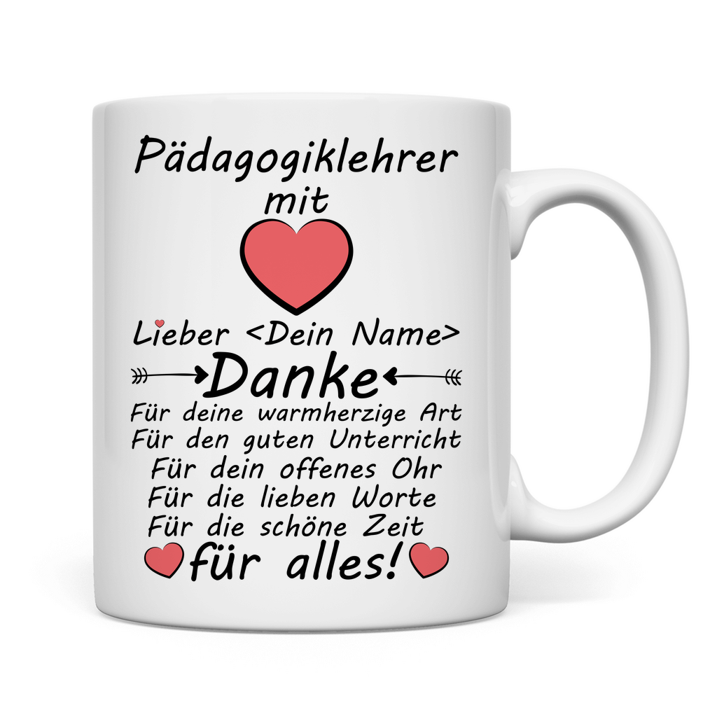 Pädagogik Lehrer | Danke für Alles | Geschenk Tasse rückseite